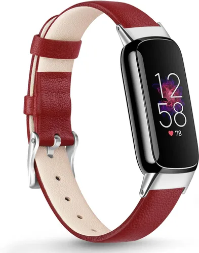 Miniatura 9 de Vancle Correa de cuero compatible con Fitbit Luxe, correa de cuero delgada ajustable para mujeres y hombres