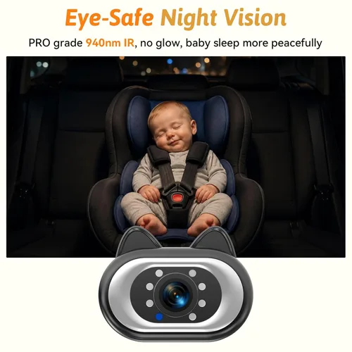 Miniatura 6 de Wkzay Cámara USB Plug and Play para automóvil de bebé: 3 minutos de fácil instalación orientada hacia atrás Cámara de seguridad para asiento