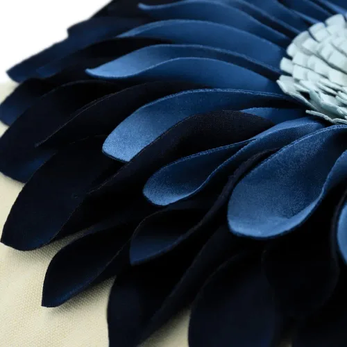 Miniatura 4 de OiseauVoler - Funda de cojín decorativa, hecha a mano, con girasol 3D, para sala de estar, hogar, cama, decoración de 18x18 pulgadas Azul-azul