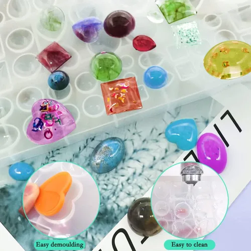 Miniatura 8 de DaKuan Moldes de fundición de joyería para joyas grandes y 20 moldes de resina colgante de silicona con agujero para colgar (5 estilos)