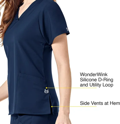 Miniatura 3 de WonderWink Camiseta médica básica con cuello en V para mujer