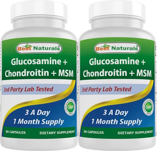 Best Naturals, Suplementos MSM de glucosamina condroitina, 2600 mg por porción, 90 cápsulas (90 unidades (paquete de 2))