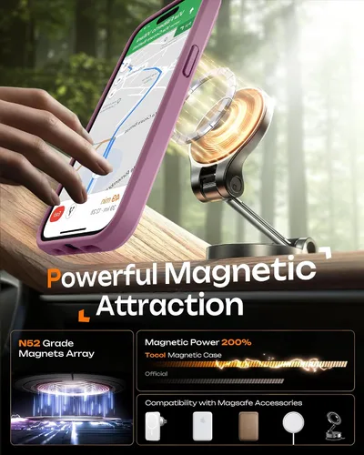 Miniatura 428 de TOCOL Funda para iPhone 11, compatible con Magsafe, protección completa de cámara, imanes integrados, protección contra caídas, funda translúcida
