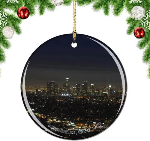 Miniatura 28 de California Los Ángeles Battleship Museum USA Christmas Tree Adorno Decoración Colgante Colgante Decoración City Travel Souvenir Collection Porcelana