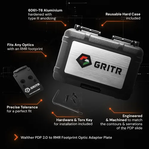 Miniatura 2 de GRITR Placa óptica para montar la óptica de huella RMR en modelos de armas de fuego Walther PDP con sistema de montaje de placa óptica 2.0