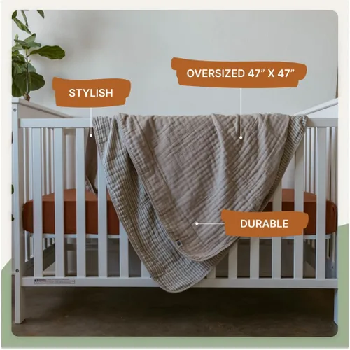 Miniatura 3 de Manta de muselina Parker Baby Manta de algodón 100% suave para niños pequeños y manta de muselina para bebé Diseño de género neutral, manta