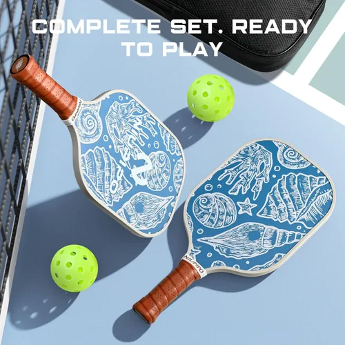 Miniatura 7 de niupipo Pickleball Paddles Set of 2/4/1, USAPA Approved Carbon Fiber & Fiberglass Hybrid, Easy Power, Polypropylene Honeycomb Core, Cushioned 4.72