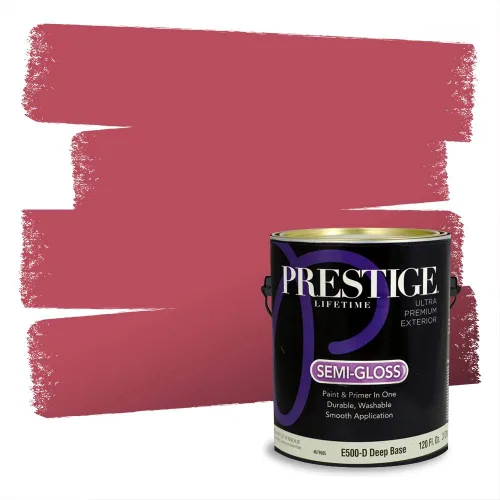 Miniatura 118 de Prestige Paints Pintura exterior e imprimación en uno, 1 galón, plano, coincidencia comparable de Valspar* Amber Rose*