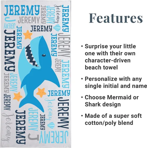 Miniatura 5 de Let's Make Memories Toalla de playa personalizada, toalla de piscina única para niños de todas las edades, para piscina, campamento, escuela, Sirena