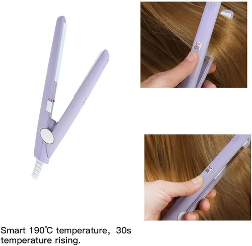 Miniatura 5 de WenTigDY Alisador de pelo, rizador de pelo 2 en 1, mini alisador de pelo, rizador de calefacción de plancha de pelo, cerámica turmalina + plástico