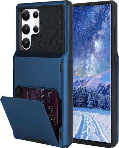 Miniatura 108 de Funda tipo cartera para Samsung Galaxy S22 Ultra con 4 ranuras para tarjetas de crédito a prueba de golpes, funda híbrida de protección reforzada