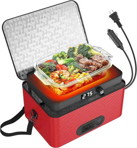 Miniatura 9 de Horno portátil, calentador de alimentos portátil de 110V, horno portátil personal, mini lonchera eléctrica calentada para recalentar y cocinar Negro