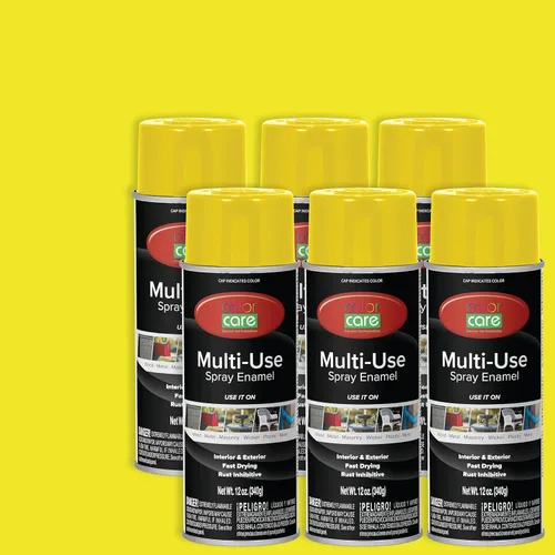 Miniatura 31 de Pintura en aerosol, 12 onzas, paquete de 6 (mezcla de colores cálidos: blanco brillante, rojo rubí, naranja, amarillo, marrón, negro brillante)