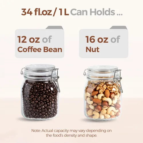 Miniatura 7 de ComSaf Paquete de 3 recipientes de café cuadrados de vidrio para bolsas de frijoles de 1 libra, tarros herméticos de 34 onzas con tapas