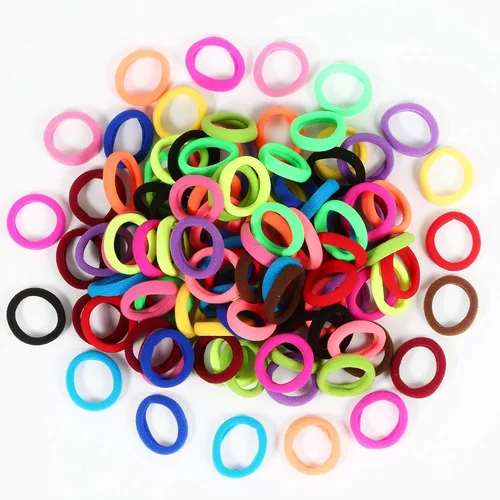 Miniatura 5 de QRTVI 120 Piezas Ligas para el Cabello de Bebé, Ligas de Cabello de Algodón para Niñas Pequeñas y Niños, Bandas para el Cabello Pequeñas Multicolor