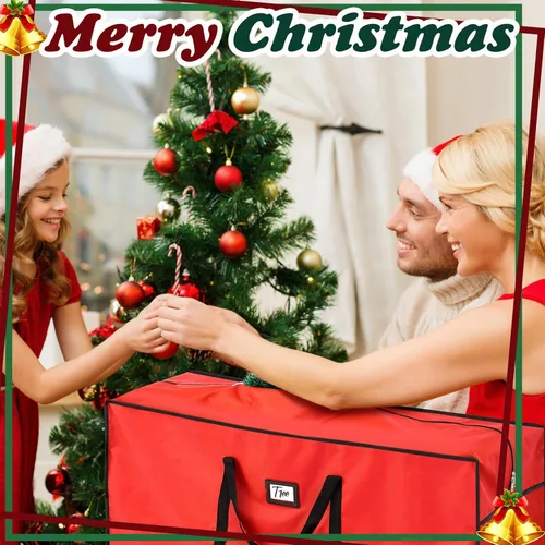Miniatura 6 de Paterr Paquete de 2 bolsas grandes de almacenamiento para árbol de Navidad de 7.5 pies, 600D Oxford resistente al agua, contenedor de árbol de Rojo