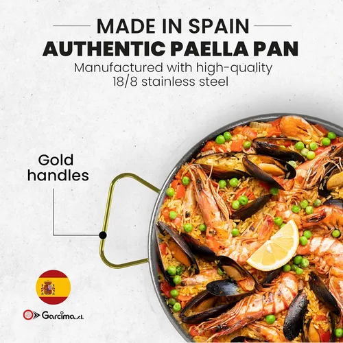 Miniatura 2 de Machika Paellera de acero inoxidable de 15 pulgadas, sartén grande de acero inoxidable de 15.0 in de España, ideal para fiestas de paella