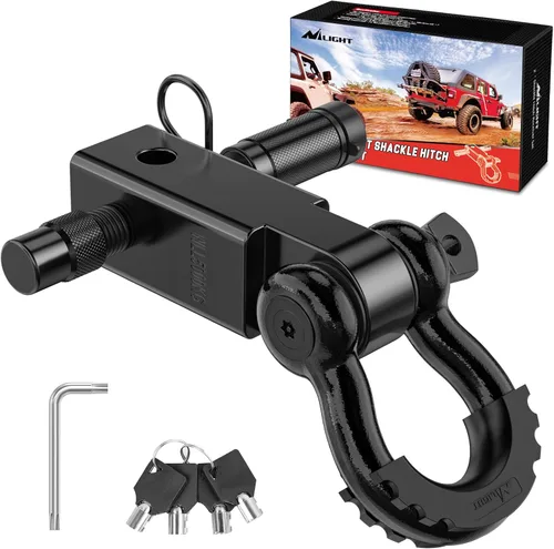 Miniatura 30 de Nilight Receptor de enganche de grillete de 2 pulgadas, 45000 libras, resistencia a la rotura, grillete de anillo en D de 3/4 pulgadas con pasador