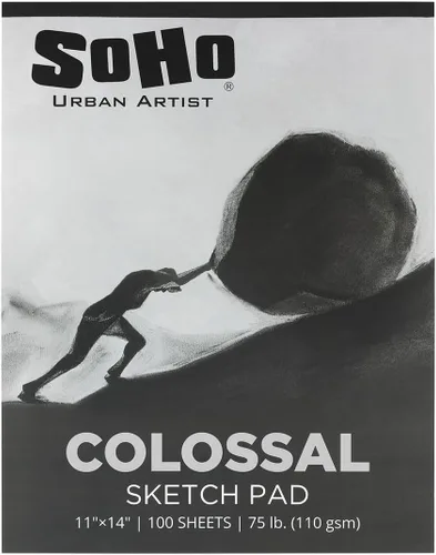 SoHo Urban Artist Colossal - Bloc de bocetos de 11 x 14 pulgadas, encuadernado con cinta para artistas, medios secos, grafito, estudiantes y más. -