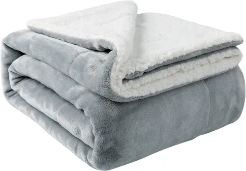 Miniatura 63 de NANPIPER Manta Sherpa para bebé, cálida manta de forro polar suave para recién nacido para invierno (gris claro, 30 x 40 pulgadas)