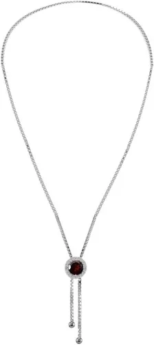 Miniatura 4 de Collar Lariat ajustable de plata de ley con piedras preciosas y topacio blanco redondo con halo redondo