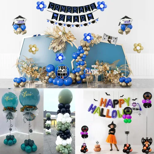 Miniatura 6 de Decojoy Kit de Soporte de Columna para Globos Juego de 2, Conjuntos de Portadores de Globos 2EN1 Soporte de Arco de Globos para Piso, Torre Pilar