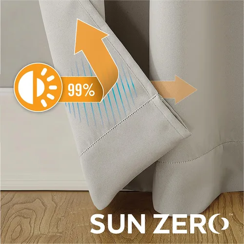 Miniatura 4 de Sun Zero Soho - Juego de 2 paneles de cortinas opacas de eficiencia energética con ojales, 54 x 84 pulgadas, color perla Pearl Marfil