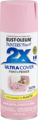 Rust-Oleum Painter's Touch 2X Ultra Cover 249063 - Pintura en aerosol, color rosa pastel satinado (Sweet Pea), 12 onzas Guisante dulce satinado