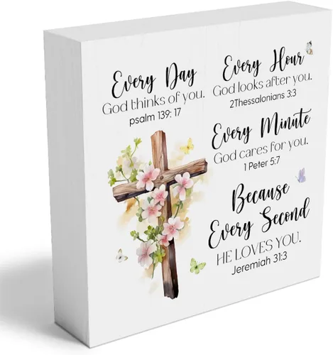 Miniatura 18 de Regalos religiosos para mujeres, regalos cristianos, caja de madera cristiana, decoración de escritorio, versículos de la Biblia, decoración