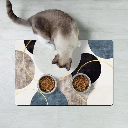 Miniatura 7 de Rnivvi Tapete de comida para perros, 12" x 19" bohemio absorbente, tapete para tazones de perros y gatos para comida y agua, bonita alfombra de goma