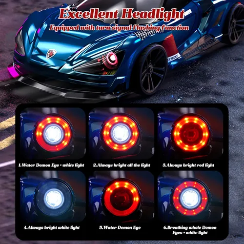 Miniatura 5 de Coche de deriva a control remoto 1:16, auto de deriva a control remoto, recargable de alta velocidad, juguetes 4WD 2.4GHz escala completa azul RC