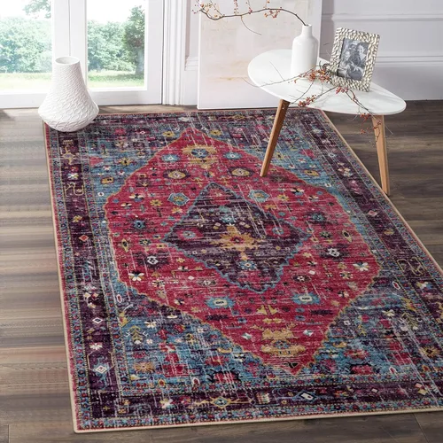 Miniatura 54 de Lahome Alfombra tribal bohemia de 2 x 3 pies, alfombra verde pequeña para entrada, suave, antideslizante, lavable, alfombra de baño bohemia de pelo