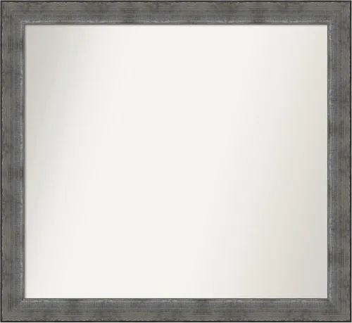 Miniatura 93 de Amanti Art Espejo de baño plateado para sobre el fregadero, 24 x 24 pulgadas, espejo cuadrado de peltre forjado a medida, marco de madera casual