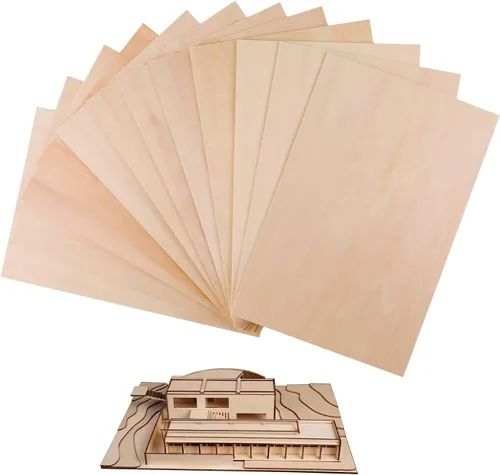 Paquete de 12 hojas de tilo de 1/8 x 8 x 12 pulgadas, hojas finas de madera contrachapada para Cricut Maker, madera sin terminar para bricolaje,