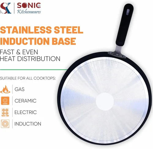 Miniatura 2 de Sonic Kitchenwares - Sartén antiadherente para crepas de 12 pulgadas, revestimiento antiadherente saludable para Roti Egg Tortilla Tawa Dosa, sartén