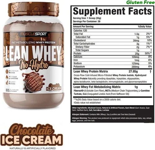Miniatura 2 de Musclesport Lean Whey Revolution™ Proteína en polvo – Aislado de proteína de suero – Bajo en calorías, bajo en carbohidratos, bajo en grasa, sabores