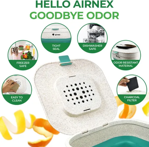 Miniatura 3 de AIRNEX Contenedor de Compost Pequeño Plegable con Tapa - Cubo de Compost de 1 Galón Caddy para Residuos de Alimentos Hecho de Paja de Trigo - Verde
