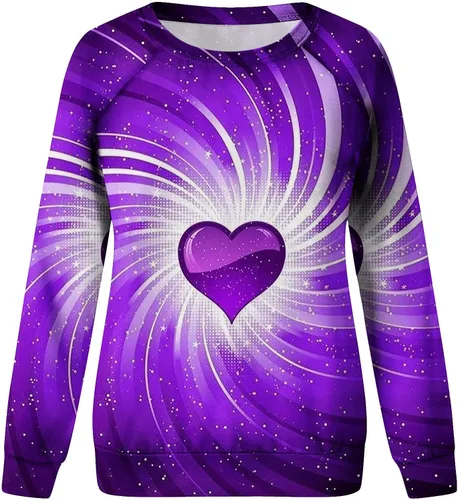 Miniatura 4 de Camisetas para el día de San Valentín para mujer, con estampado de corazón, cuello redondo, sudaderas raglán