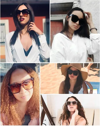 Miniatura 8 de FEISEDY Gafas de sol vintage de mariposa para mujer, diseño de lujo, cuadrado, degradado, B2486