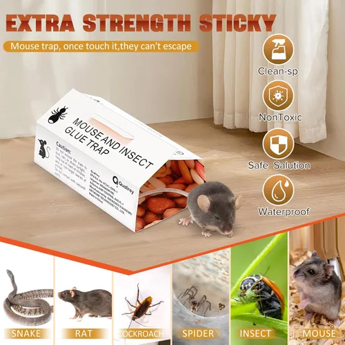Miniatura 4 de Qualirey Paquete de 30 trampas adhesivas para ratones, ratones e insectos, peso de hasta 10.58 onzas, almohadillas para interiores y exteriores