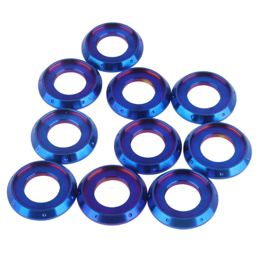 Miniatura 12 de 10Pcs Arandela de brida de titanio M5 M6 M8 M10 para motocicleta y automóvil (Negro, M8)