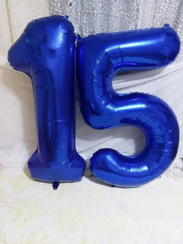 Miniatura 3 de Globos de números de 5 globos de 40 pulgadas, decoraciones de cumpleaños azules para niños y niñas, globos de números azul marino grandes