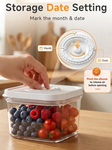 Miniatura 4 de FEPPO Recipientes selladores al vacío para almacenamiento de alimentos, juego de 3 piezas [1 pequeño, 1 mediano, 1 grande] funciona con máquina