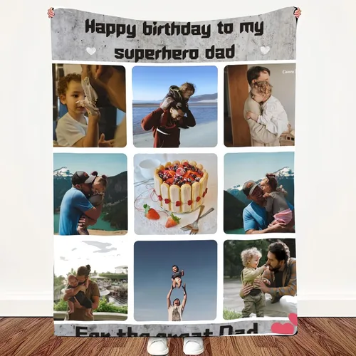 Miniatura 10 de Manta personalizada con foto y texto personalizado, manta para papá con imágenes de regalo para bebés, amigos, amantes y mascotas, manta 1-2 Foto