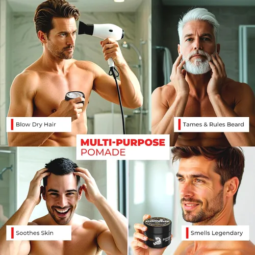 Miniatura 2 de Bossman Pomada Natural para Cabello y Barba para Hombres (Aroma Vetiver X) – Fijación Media e Hidratante para Peinado de Cabello, Barba y Bigote
