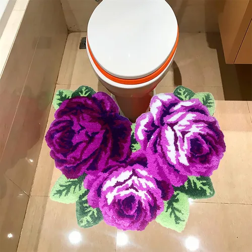 Miniatura 9 de UKELER Alfombras de baño con rosas rojas para baño, antideslizantes, absorbentes, alfombras de cocina, peludas, suaves, para dormitorio de niñas