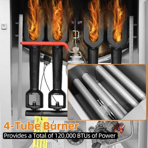 Miniatura 3 de Freidora de Piso Comercial a Gas con 2 Canastas, Freidora Comercial de Gas Natural de 120000 BTU Solo para Uso Comercial, 4 Tubos de Calentamiento