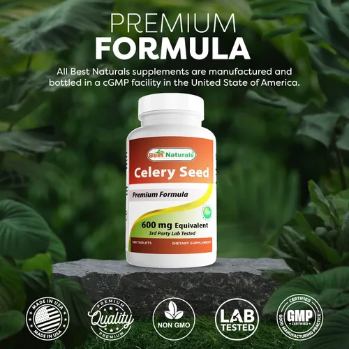 Miniatura 5 de Best Naturals Tableta de semillas de apio de 600 mg, 180 unidades (817716014401)