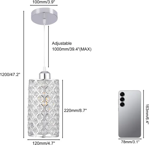 Miniatura 6 de Iluminación Moderna de Colgante de Cristal, Accesorio de Iluminación Colgante Ajustable de Techo para Cocina, Comedor, Dormitorio, Isla de Cocina