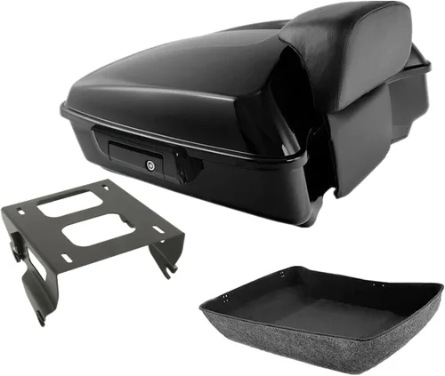 Miniatura 12 de TCMT Pestillos Negros de 10.7" para Maletero Cortado, Almohadilla de Respaldo, Luz Trasera LED con Señal de Giro Compatible con Harley Touring